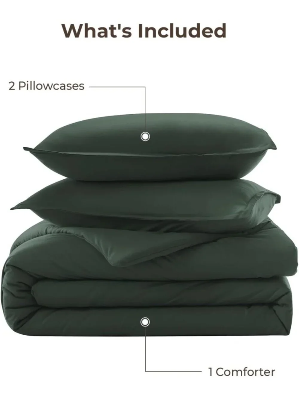 Forest Green Oversized Queen Comforter Set - 3 Piece Solid Bedding for Cozy